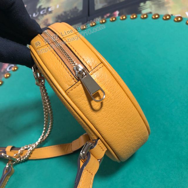 Gucci包 古馳女包 598661 花料/黃皮 Gucci新款圓形小背包 Gucci迷你雙肩包  gudj1396